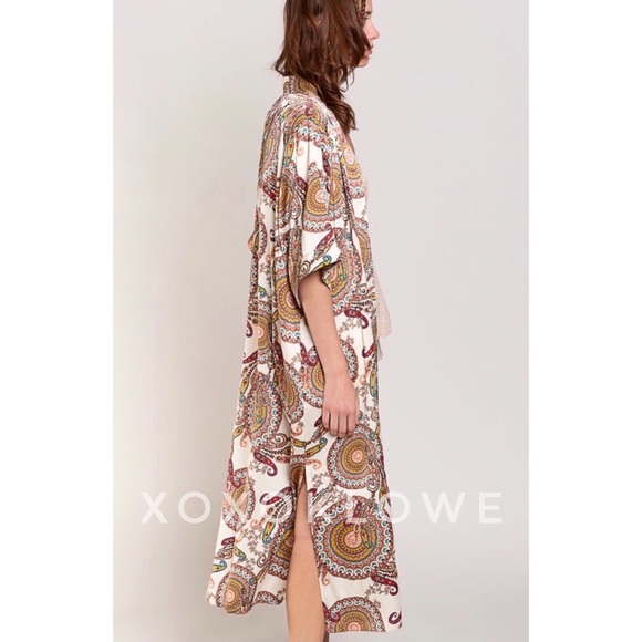 POL Paisley & Medallion Print Kimono Satin Relaxed Fit - Picture 9 of 13